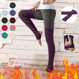 Femmes chaussettes paire vêtements pour genou femmes solide chaud Leggings tricoté Yoga danse Ballet vêtements de sport