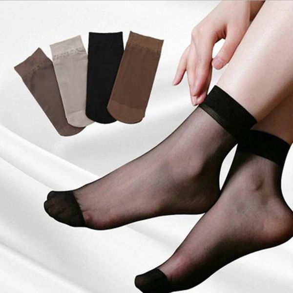 Femmes Chaussettes Paires Fille Cheville Mince Soie Ultra Low Cut Bas Court 10 Forme Élastique FX9BP Bas