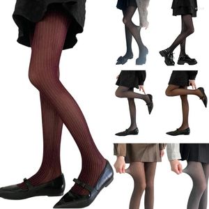 Vrouwen sokken panty esthetische vintage glinsterende gestreepte dunne pure panty kousen