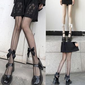 Calcetines de mujer, pantimedias, medias para piernas, medias finas largas con lazo hueco para mujer, medias sexis grandes de Navidad