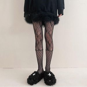 Calcetines de mujer Mallas de encaje con parches Flores Jacquard Patrones Medias Pantimedias de malla negra Medias sexy Lencería para