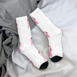 Mujeres calcetines rosa cinta emblema realista seda gótica medias de otoño anti bacterianos