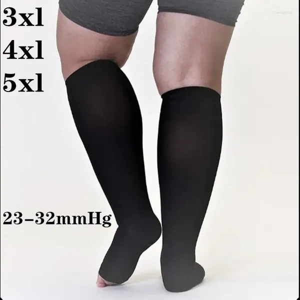 Chaussettes de Compression grande taille pour hommes et femmes, bas élastiques, Anti-varices, Thrombus, course à pied, 3xl, 4xl, 5xl, 23-32mmhg