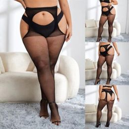 Dames sokken plus maat voor mollige schoonheden vetgedrukte sexy stijl dij hoog tot taille mesh kous vrouwnet panty panty nackt bulingerie