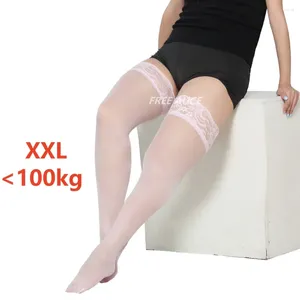 Chaussettes de femmes Plus taille bas en dentelle transparente élastique sexy grand coup de pied mince collants de culotte