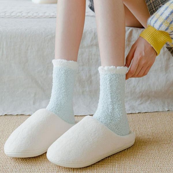 Femmes Chaussettes En Peluche 1 Paire Fabuleux Coupe Régulière Lady Bas Confortable Coral Fleece Pour L'école