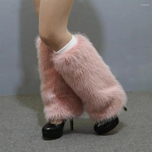 Chaussettes de femmes en peluche élégante imitation féminine à fourrure élégante couvertures de bottes au genou avec pour pour