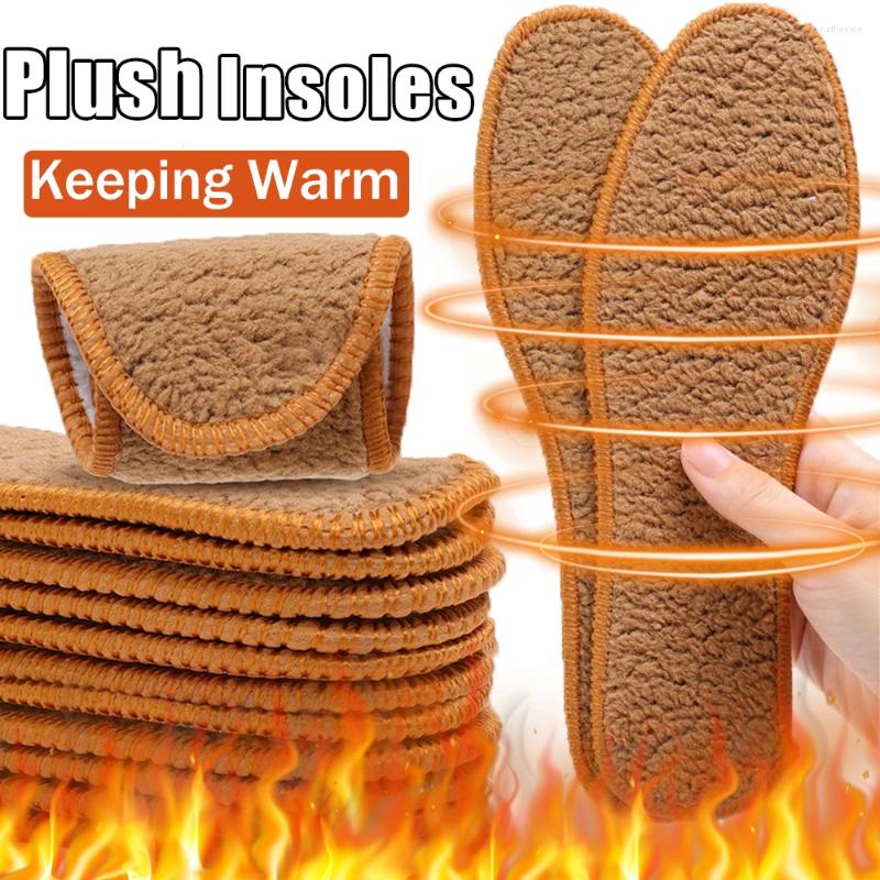 Mulheres meias palmilha de pelúcia térmica engrossar quente para sapatos masculinos elástico respirável acolchoado botas esportes de inverno correndo pés palmilhas