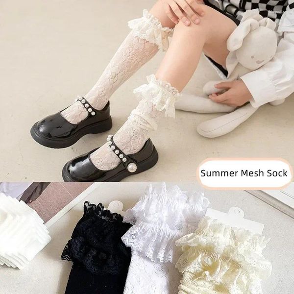 Chaussettes de femmes princesse Ruffle Stockings Kids Lace Knee Girls Girls Childre