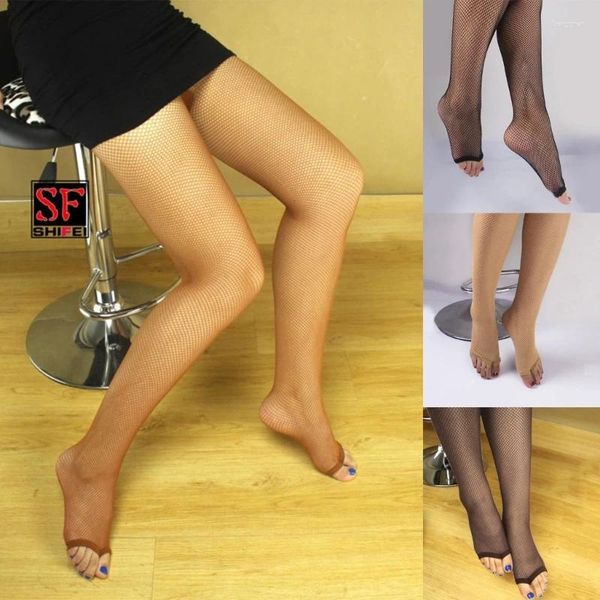 Chaussettes professionnelles de danse latine pour femmes, collants sans doigts, Sexy, en résille, élastiques à bout ouvert, bas en maille extensible pour dames