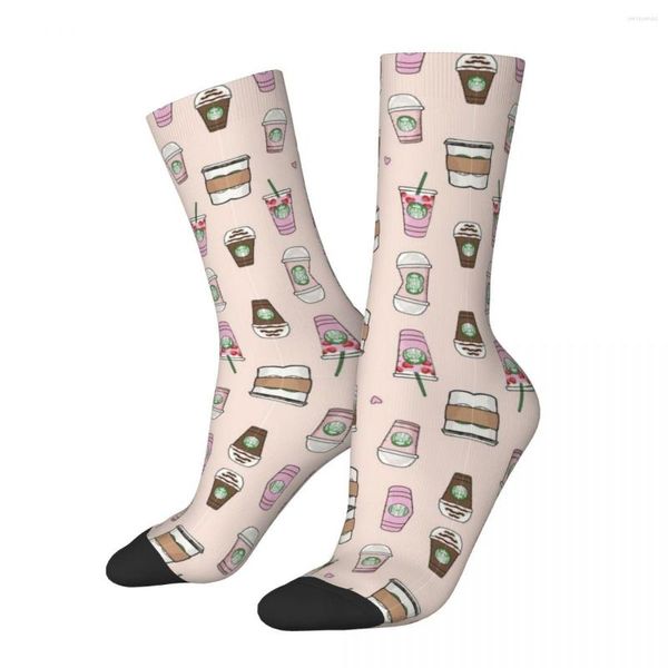 Chaussettes pour femmes R92 Stocking Coffee Pattern Face Mask TO BUY Casual Classic Compression