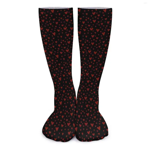 Calcetines de mujer Corazones rojos Amor San Valentín Medias vintage Unisex Alta calidad Al aire libre Invierno Impreso Antideslizante