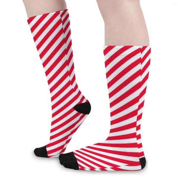 Chaussettes pour femmes Stripes imprimées de ligne rouge Stripes Christmas Custom Leisure Automne Anti Slip Girls Skateboard High Quality