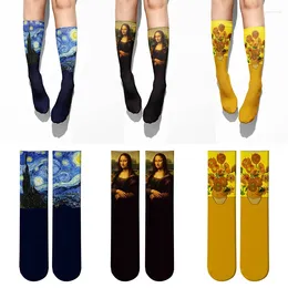 Femmes chaussettes rétro Mona Lisa pour unisexe célèbre peinture à l'huile Art drôle heureux hommes décontracté hiver printemps Skarpetki Sox