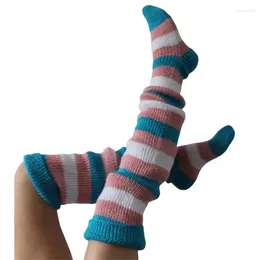 Femmes Socks S câble tricoté cuisinier High Boot Extra sur le genou Hiver Long Stocks Y2K Streetwear