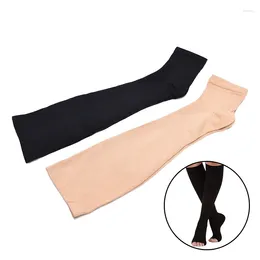 Femmes chaussettes S-xl Elastic Open Toe Knee Stocking High Calf Compression Varicose Veins Treat Façonnez la pression graduée