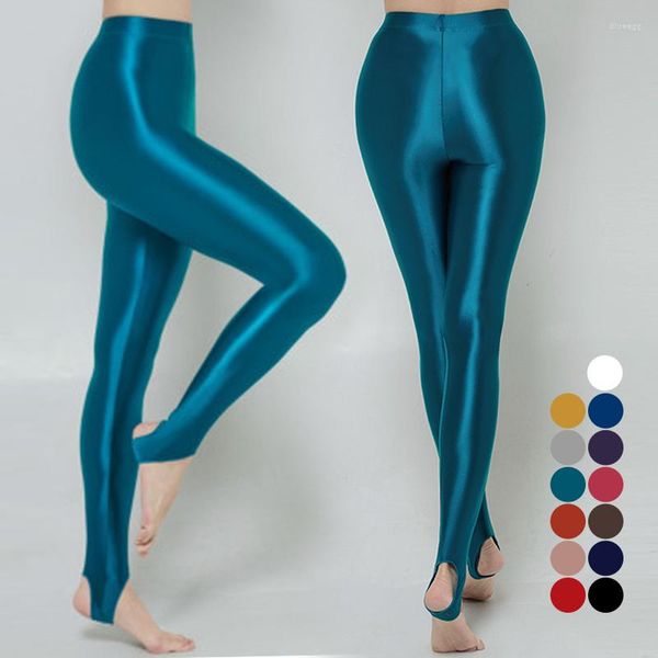 Mujeres calcetines aceite satén brillante brillante pantimedias miras de aspecto húmedo medias sexy leggings pantalones de yoga deportes de gimnasio fitness delgada