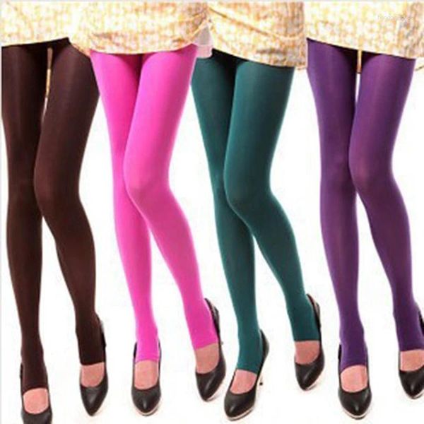 Calcetines de mujer, medias sexuales, medias ajustadas de terciopelo multicolor, pantimedias de caramelo para mujer, pantalones con estribo, tubo de estufa