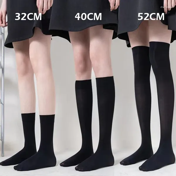 Calcetines de mujer sexis blancos y negros largos por encima de la rodilla hasta el muslo medias de tubo Lolita señoras chicas estudiantes Jk calcetín de sección delgada