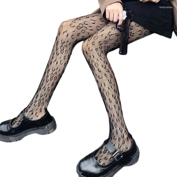 Femmes chaussettes sexy et chèques en nylon noir nylon étoile star de la liaison léopard dot jacquard motif collants bornes gothiques bas