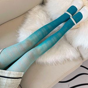 Femmes chaussettes Sexy bonbons couleur dégradés collants rétro motif ondulé Lingerie dames cuisse haute Kawaii fille bas