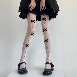 Dames sokken sexy meisjes witte zwarte visnet panty buigt lolita dij hoge lange kousen panty lingerie mesh jk