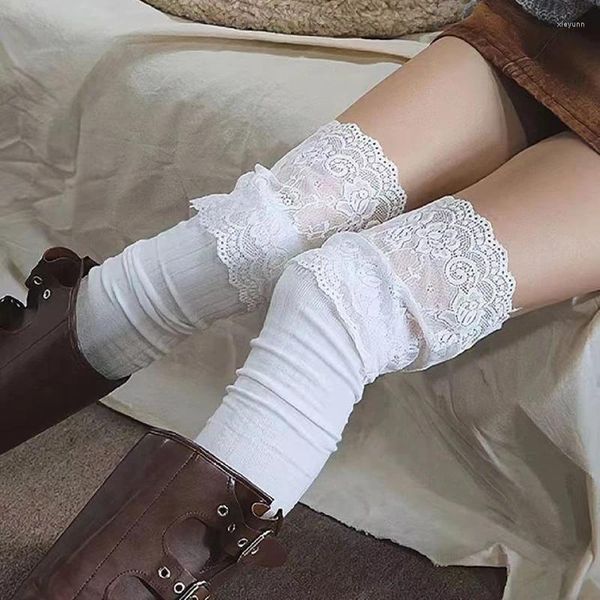 Calcetines De Mujer Medias De Encaje Sexy Muslo Cálido Alto Por Encima De La Rodilla Leggings De Mujer Antideslizantes De Algodón Largo Japonés