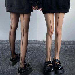 Femmes chaussettes Sexy rayé collants gothique sans couture Nylon cuisse haute bas femme bonneterie taille corps