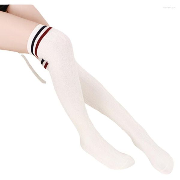 Calcetines de mujer Medias altas hasta el muslo sexy Tentación Medias elásticas sobre la rodilla Mujer de algodón de moda