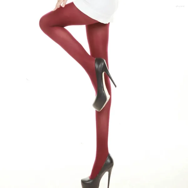 Mujeres calcetines sexy medias vino rojo opaco pantimedias primavera otoño nylon medias sin costuras