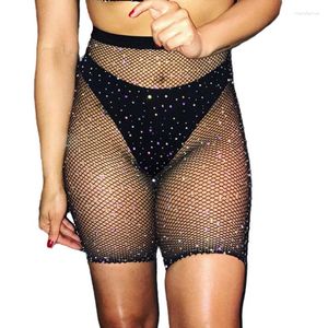 Dames Sokken Sexy Dames Visnet Strass Zwart Cyclus Sport Wit Biker Shorts Panty Mesh Sparkle Kousen Lingerie Half Kort