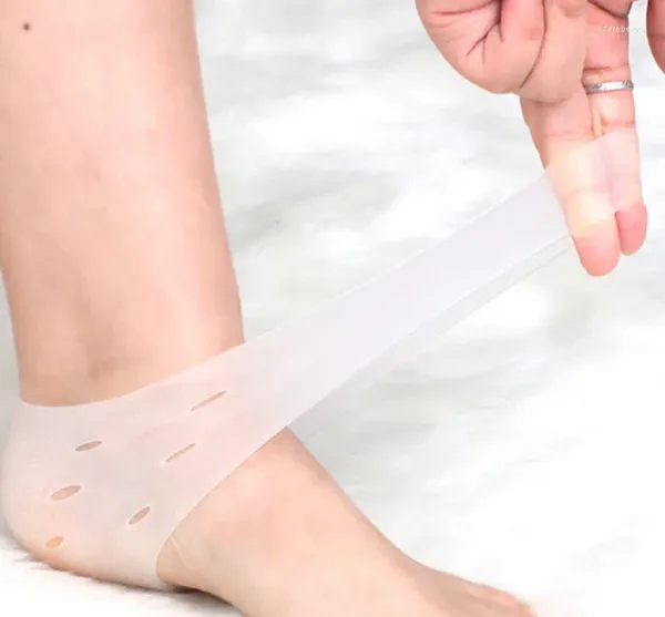 Femmes chaussettes en silicone pieds de soins de la peau talon hydratant doux avec des outils de trou empêchent les protecteurs secs