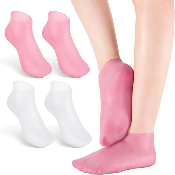 Calcetines de mujer de silicona hidratantes antigrietas eliminan la piel muerta protectores largos alivio del dolor