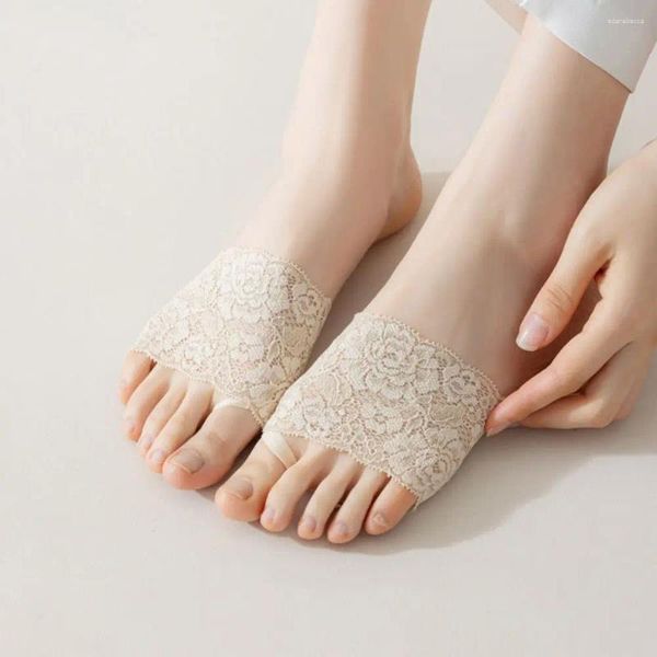 Chaussettes de femmes simples élasticité coton demi-palme en dentelle intime séparateur de l'orteil à cinq doigts