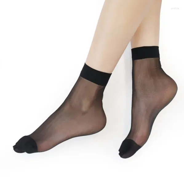 Calcetines de mujer Color piel transparente ultrafino cristal seda Nylon señoras mujer verano corto tobillo calcetín Meias