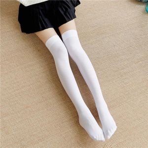 Chaussettes solides pour femmes, cuissardes hautes, Style collégial, bas Lolita japonais JK pour filles, chaudes et longues, 52cm