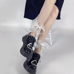 Chaussettes de femmes couleurs solides noir blanc été ultra-mince transparent en cristal en velours jk japon lolita style mignon