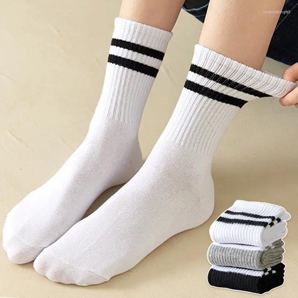 Calcetines de mujer lisos a rayas negro blanco para mujer calle Hip Hop Skateboard medio tubo transpirable deportes carreras ciclismo Sox