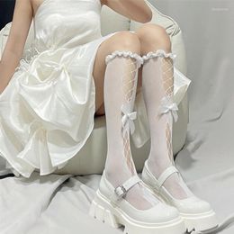 Vrouwen sokken spcity Japanse dames kousen holle sexy lolita fishnet schattige boog mesh panty's kleding accessoires voor jk girl