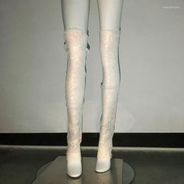 Chaussettes féminines en strass scintillants couverte de jambe de jambe de pêche à la jambe