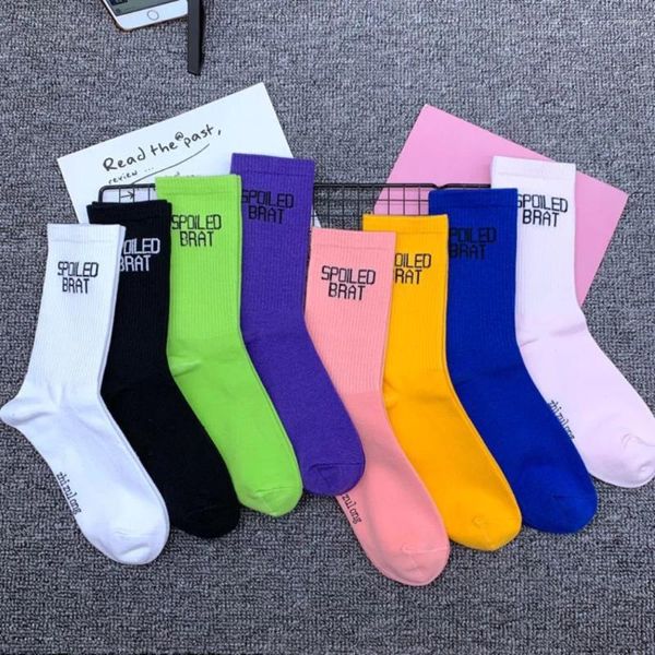 Chaussettes femme Spoil Brat couleurs vives mode Stretch Street Young 8 néon marine violet blanc jaune unisexe