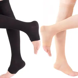 Chaussettes de femmes Spring et automne Style Pression Compression Cuisible High Open Toe Stockings Men protégeant les jambes