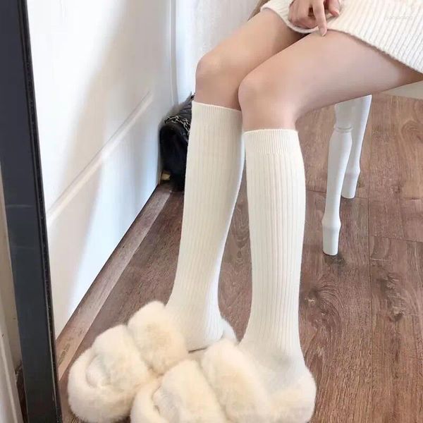 Chaussettes pour femmes, mollet Vertical, en coton maigre, bas décontractés, japon, noir, gris, blanc, A037, printemps et automne