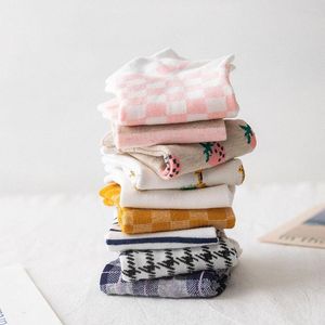 Chaussettes en coton pour femmes, motif de fraise, ours mignon, bouche peu profonde, printemps et été