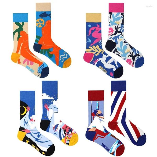 Chaussettes de femmes Spring and Summer Couples Skateboard Sox Résumé Créatif Art Harajuku Hip Hop Streets Tide coloré drôle