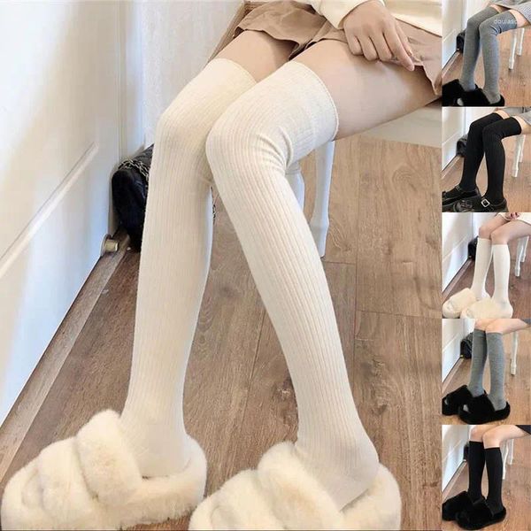 Chaussettes tricotées au dessus du genou pour femmes, bas longs, Jk Lolita, hauts de cuisse, Leggings amincissants pour filles, printemps-automne