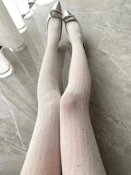 Femmes chaussettes de printemps collants noir blanc gris couleurs solides mode large bande texture tricot legging collants extérieurs