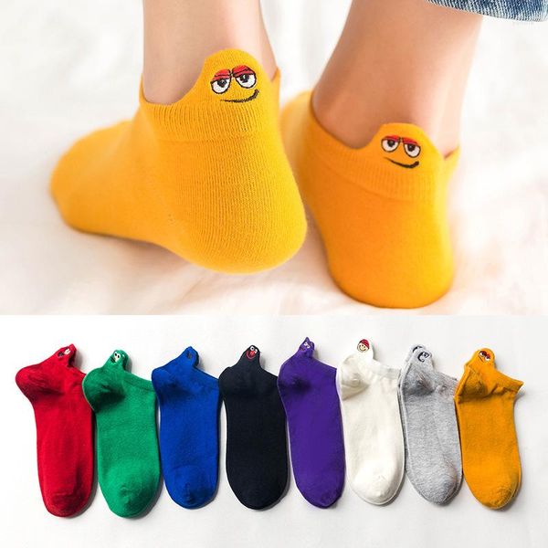 Femmes chaussettes printemps été drôle talon brodé bateau femme ensemble élastique décontracté amusant coton cheville Sox doux étudiant 4 paires goutte