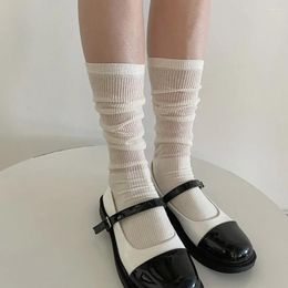Mujeres calcetines Summer jk jk dulce chica fría tejida blanca inspira fina transparente ternero suelto
