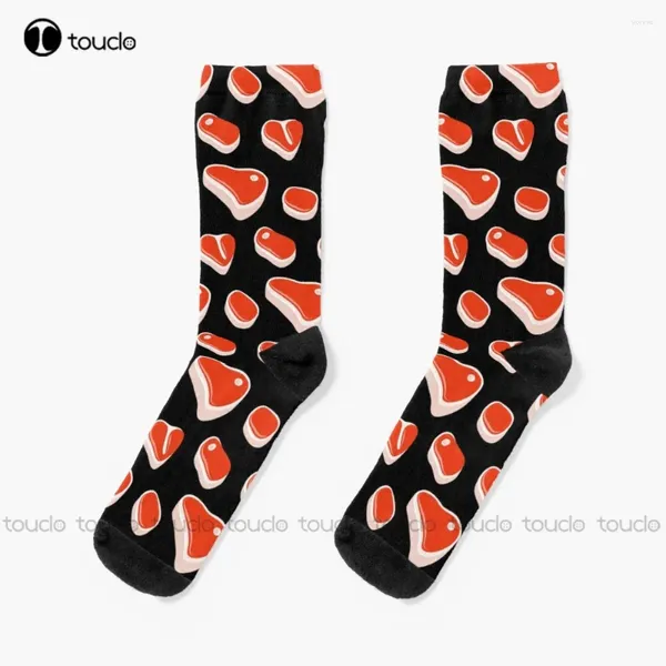 Chaussettes Femme Steak - Viande Personnalisée Personnalisée Unisexe Adulte Adolescent Jeunesse Impression Numérique 360° Halloween Cadeau de Noël